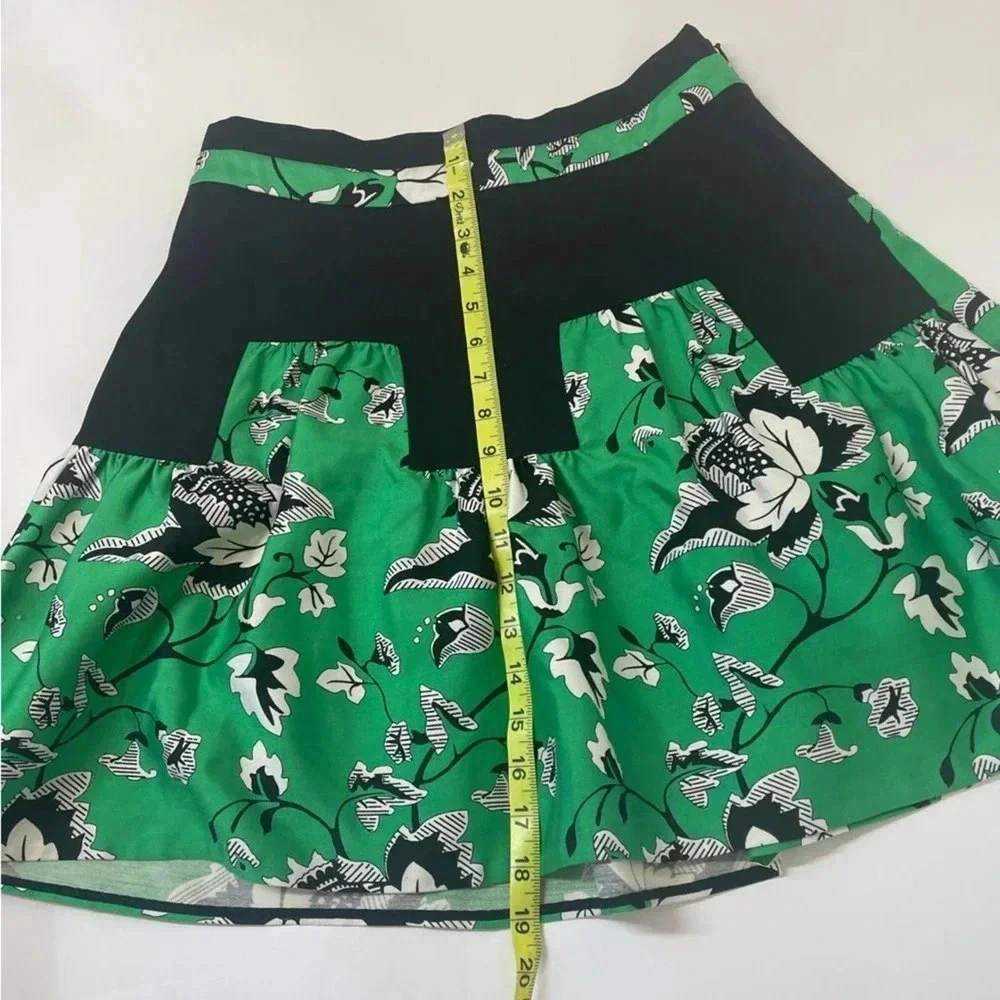 NEW Diane Von Furstenberg Claire Skirt in Simple Toile Garden Green Black Size 6